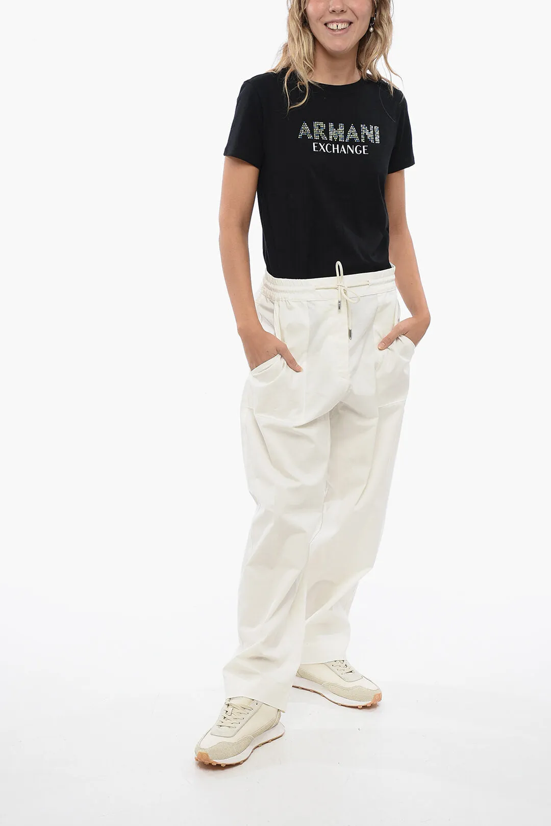 Armani Stretch Cotton Pants with Drawstring