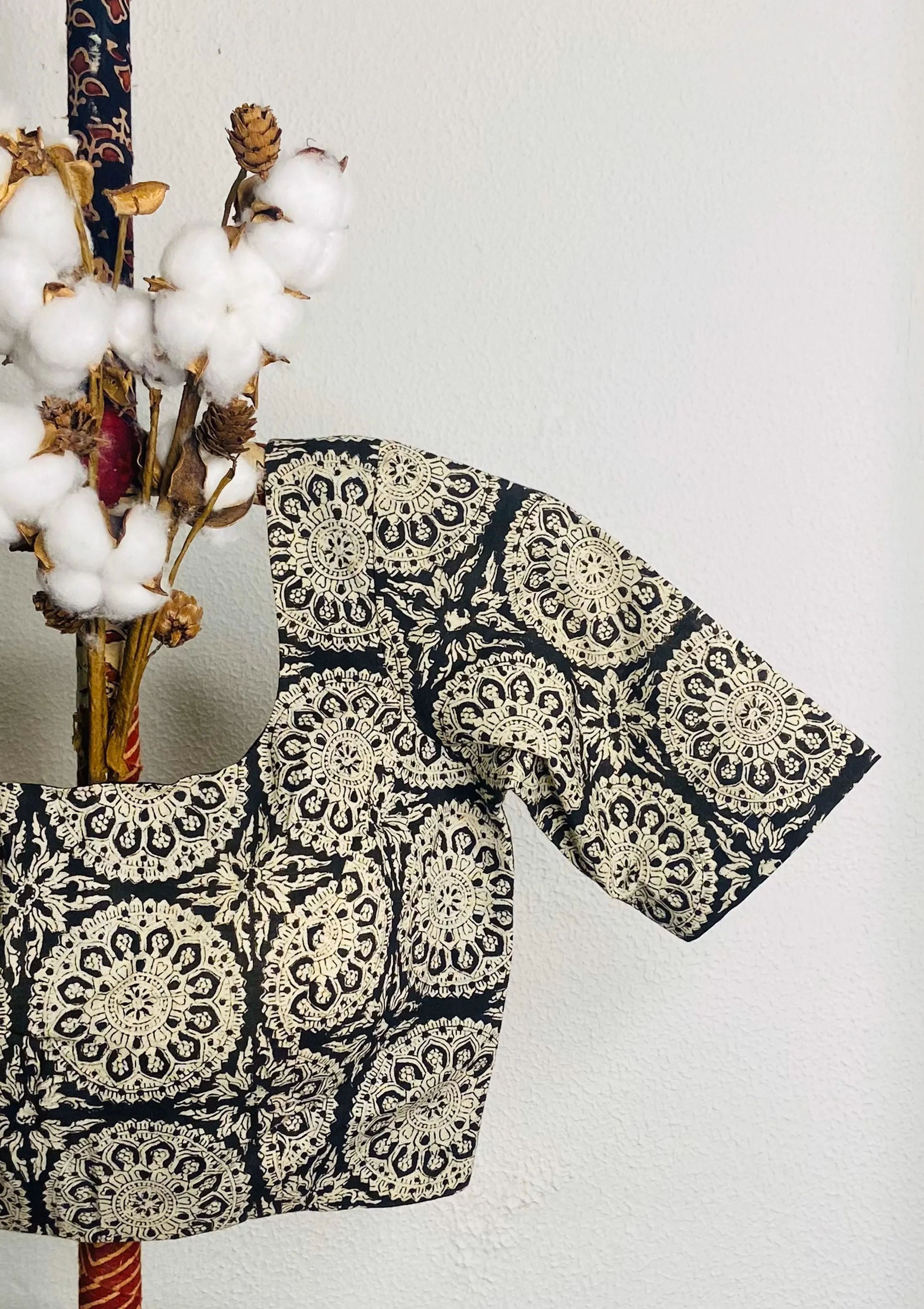 Black Printed cotton blouse