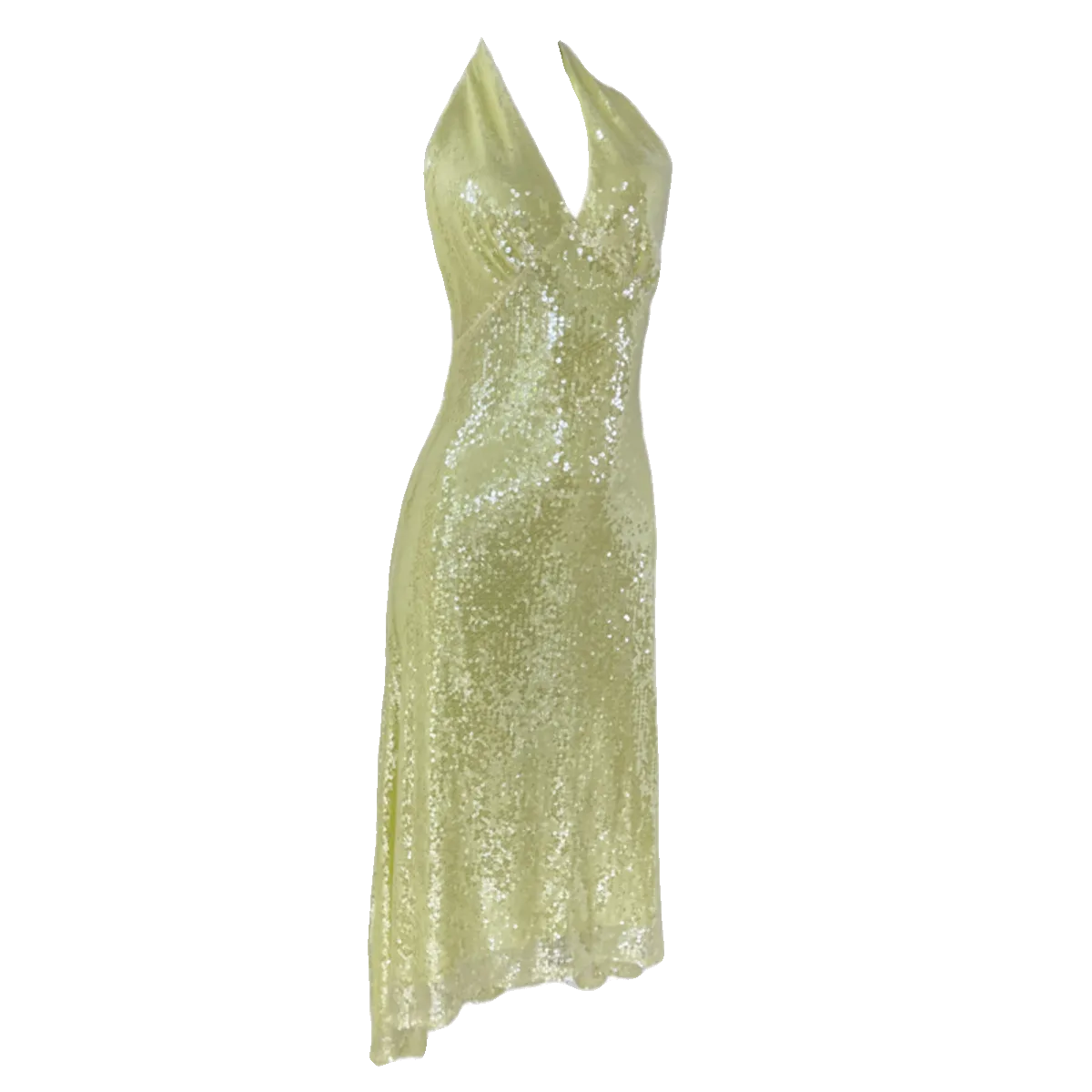 DOLLY Luxury Lemon Yellow Sequin Halter Neck Backless Short Birthday Dress-NELLIE