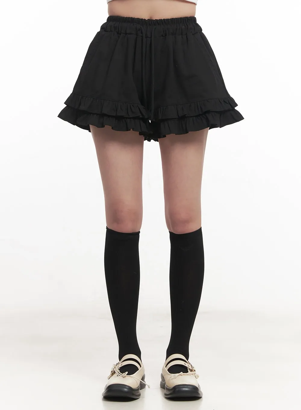 Frill-Trim Cotton Shorts CA510