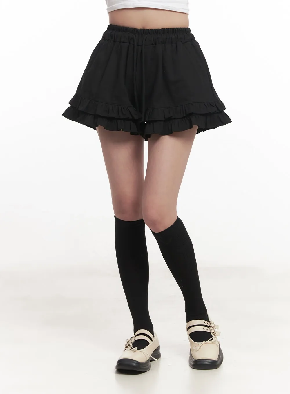 Frill-Trim Cotton Shorts CA510