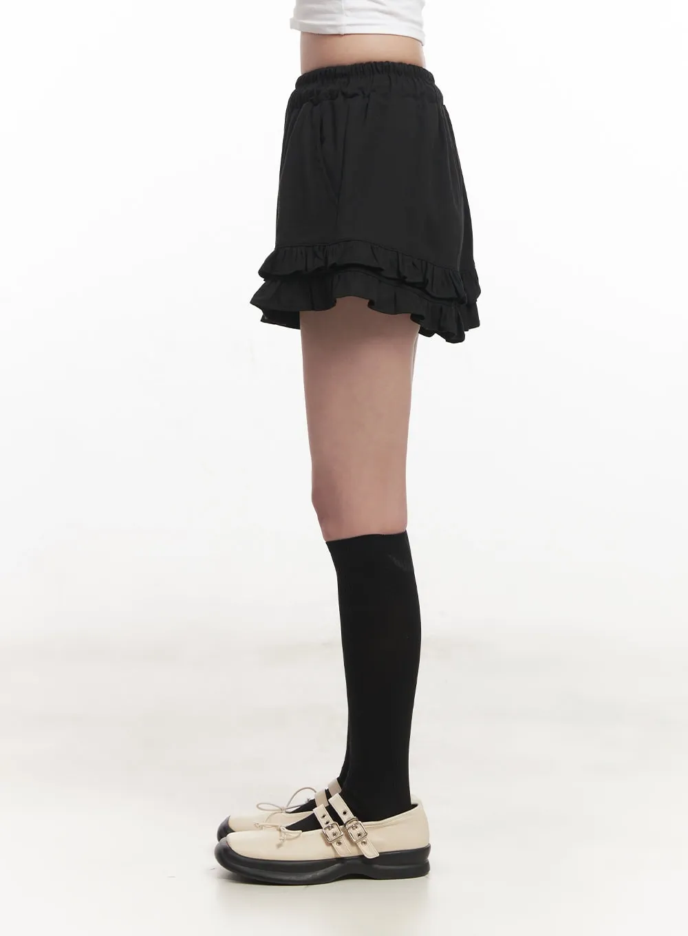 Frill-Trim Cotton Shorts CA510