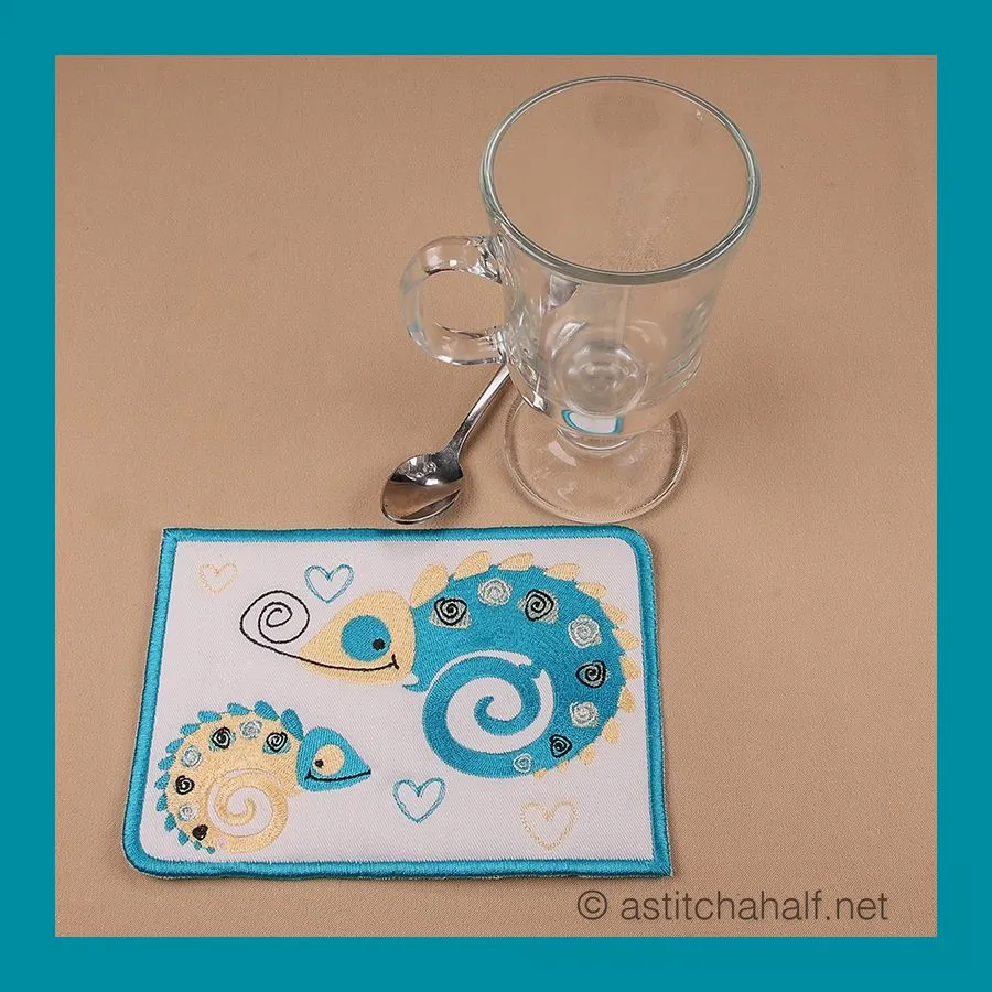 Hue-Go and Friend Chameleon Mug Rug Combo