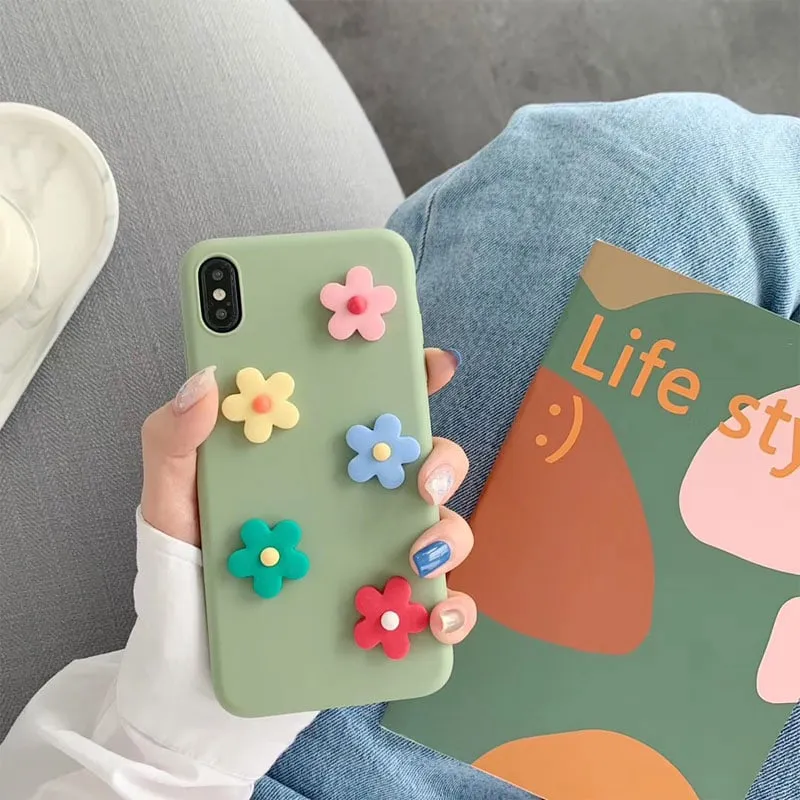 Kawaii 3D Colorful Chrysanthemum iPhone Case