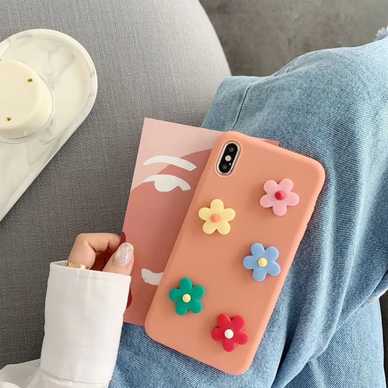Kawaii 3D Colorful Chrysanthemum iPhone Case