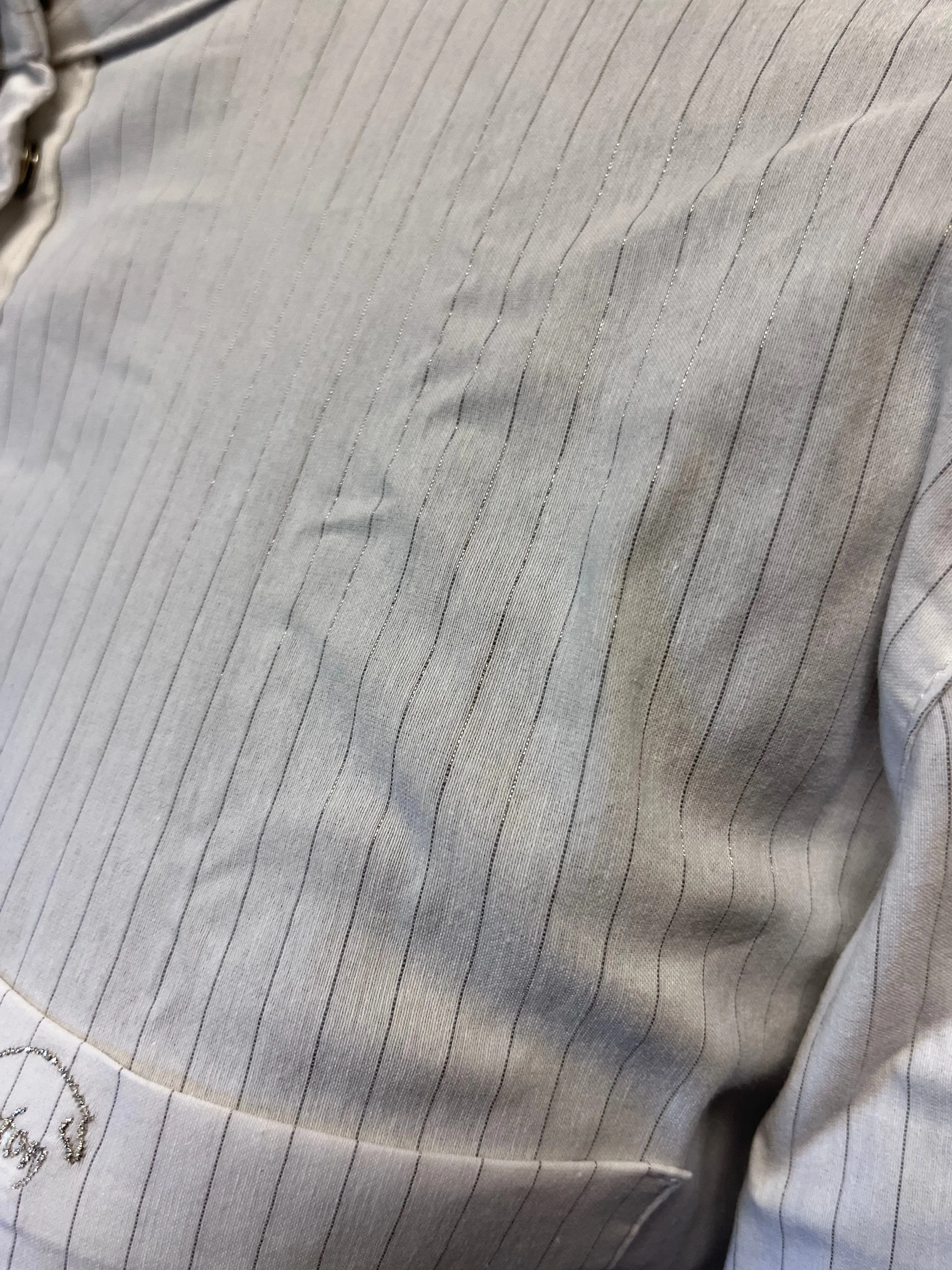 Paris Long Sleeve Show Shirt Grey Satin Stripe - Ladies