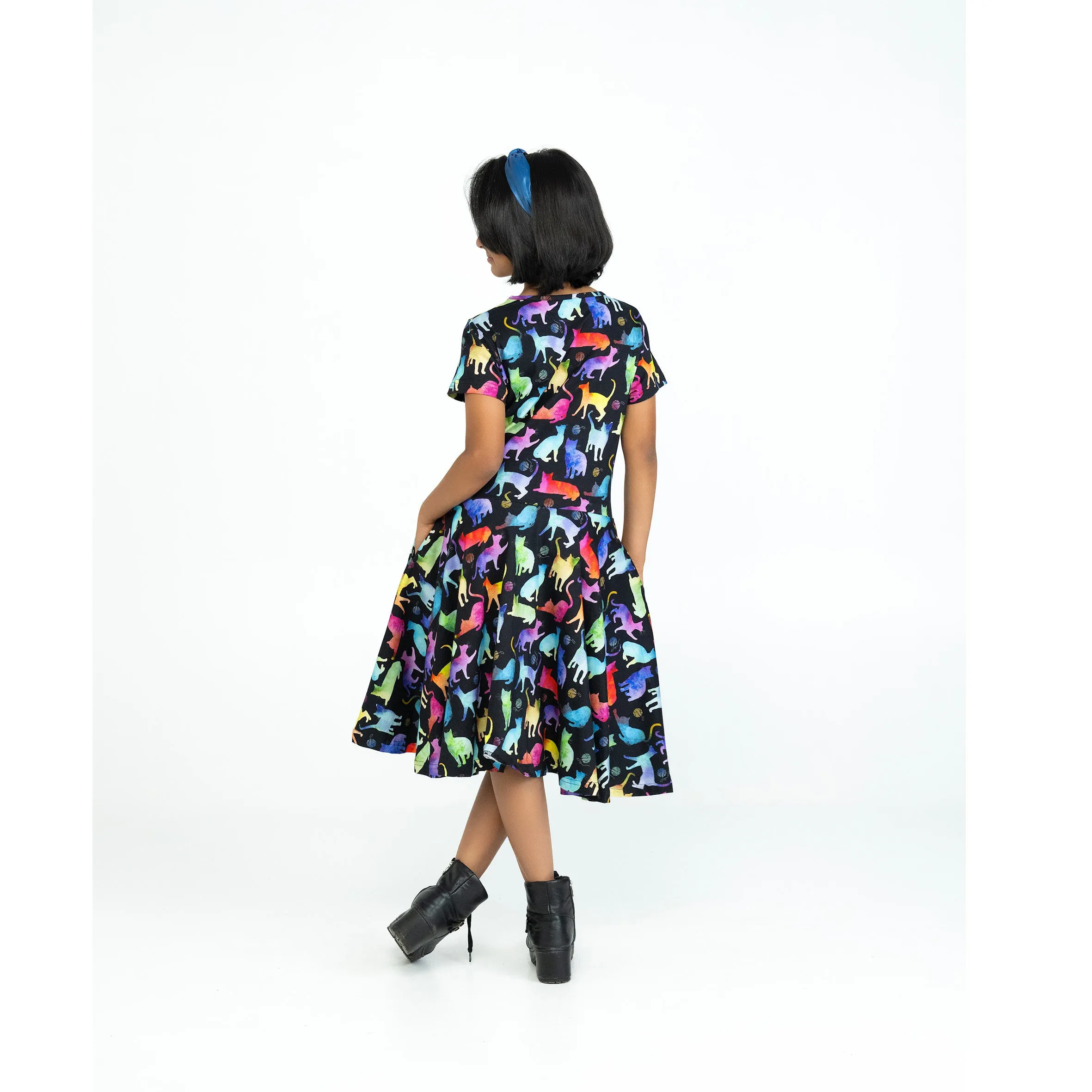 Rainbow Cats String Theory Kids Twirl Dress