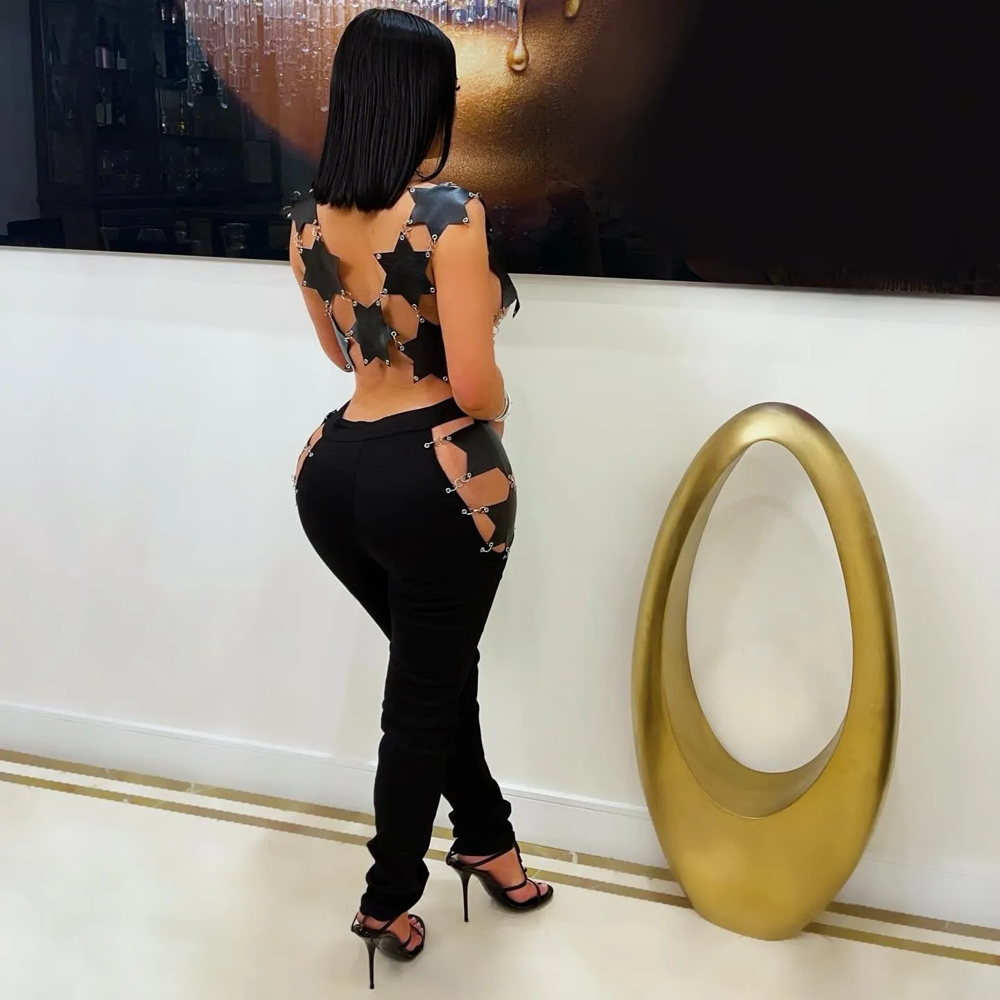 Star luxe pants set (Black)