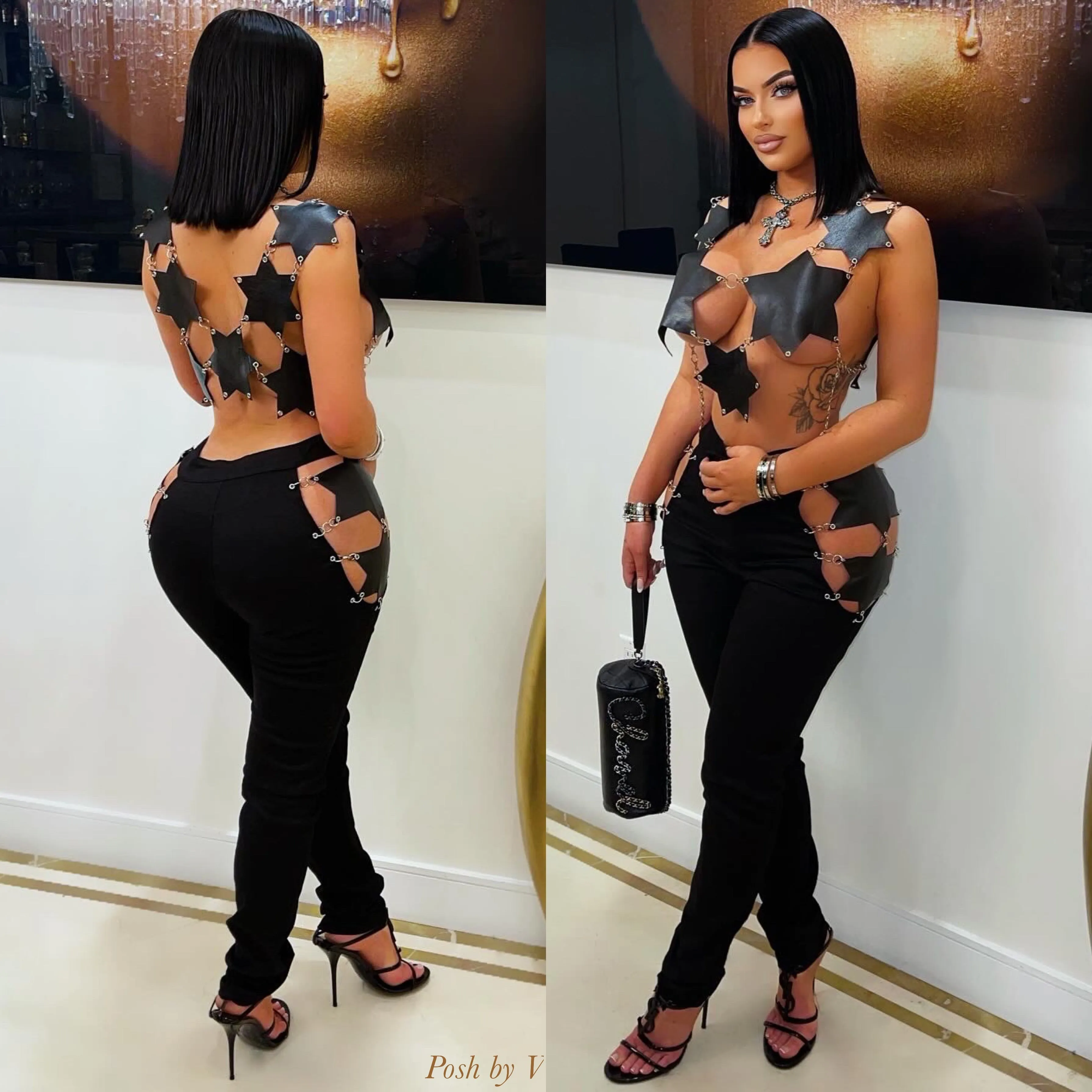 Star luxe pants set (Black)
