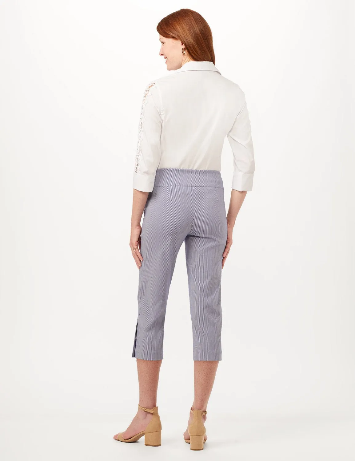 Striped Pull-On Crop Pants