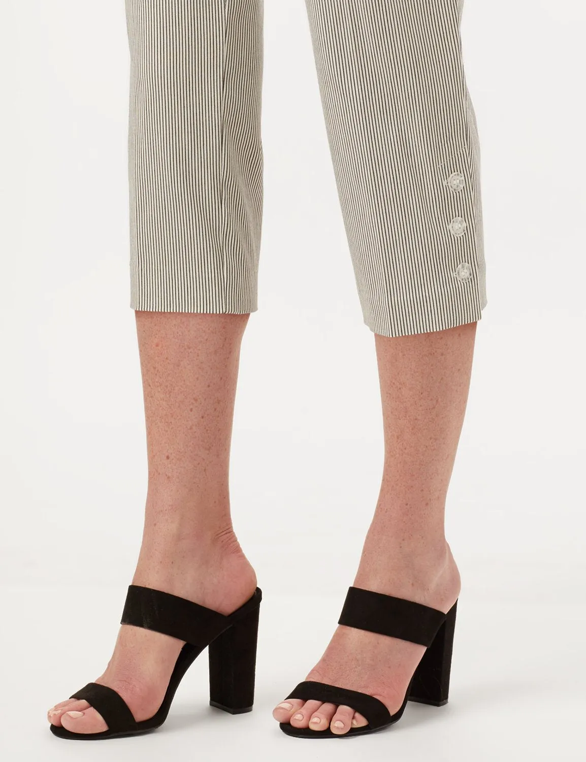 Striped Pull-On Crop Pants