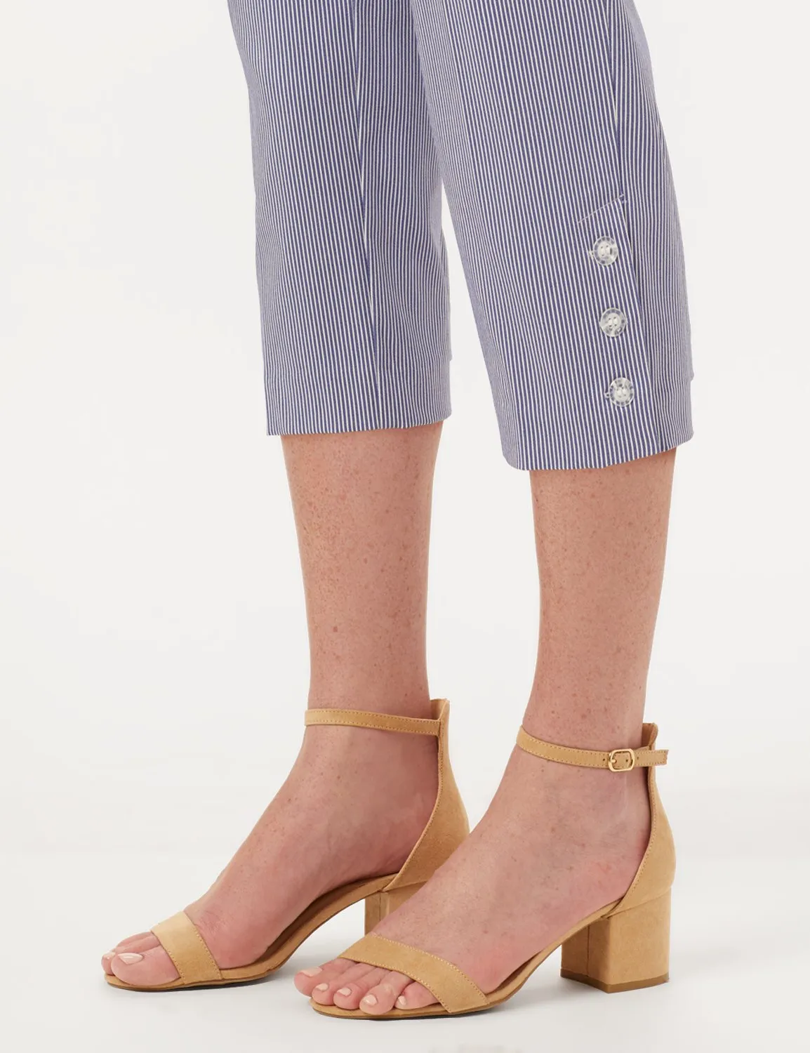 Striped Pull-On Crop Pants