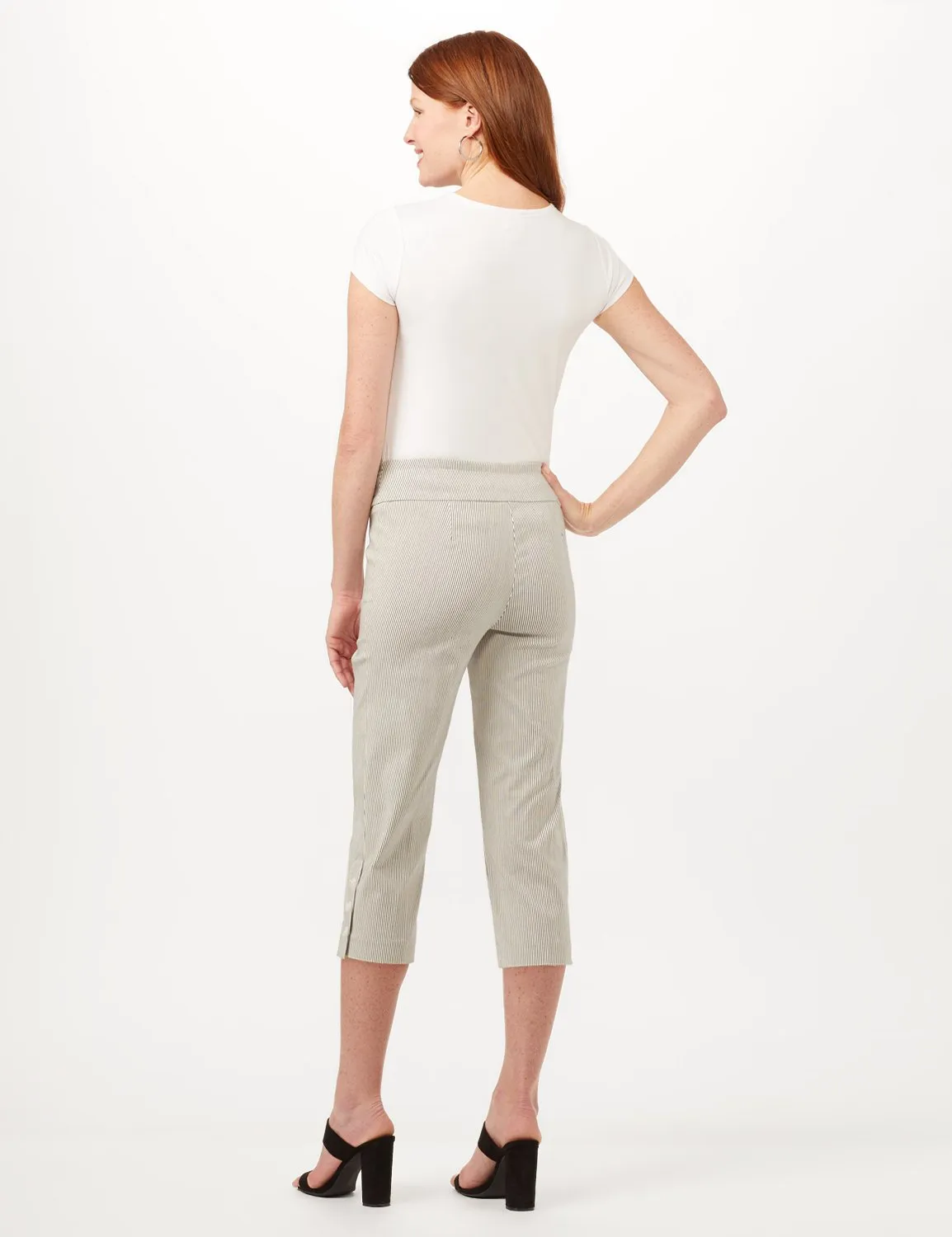Striped Pull-On Crop Pants
