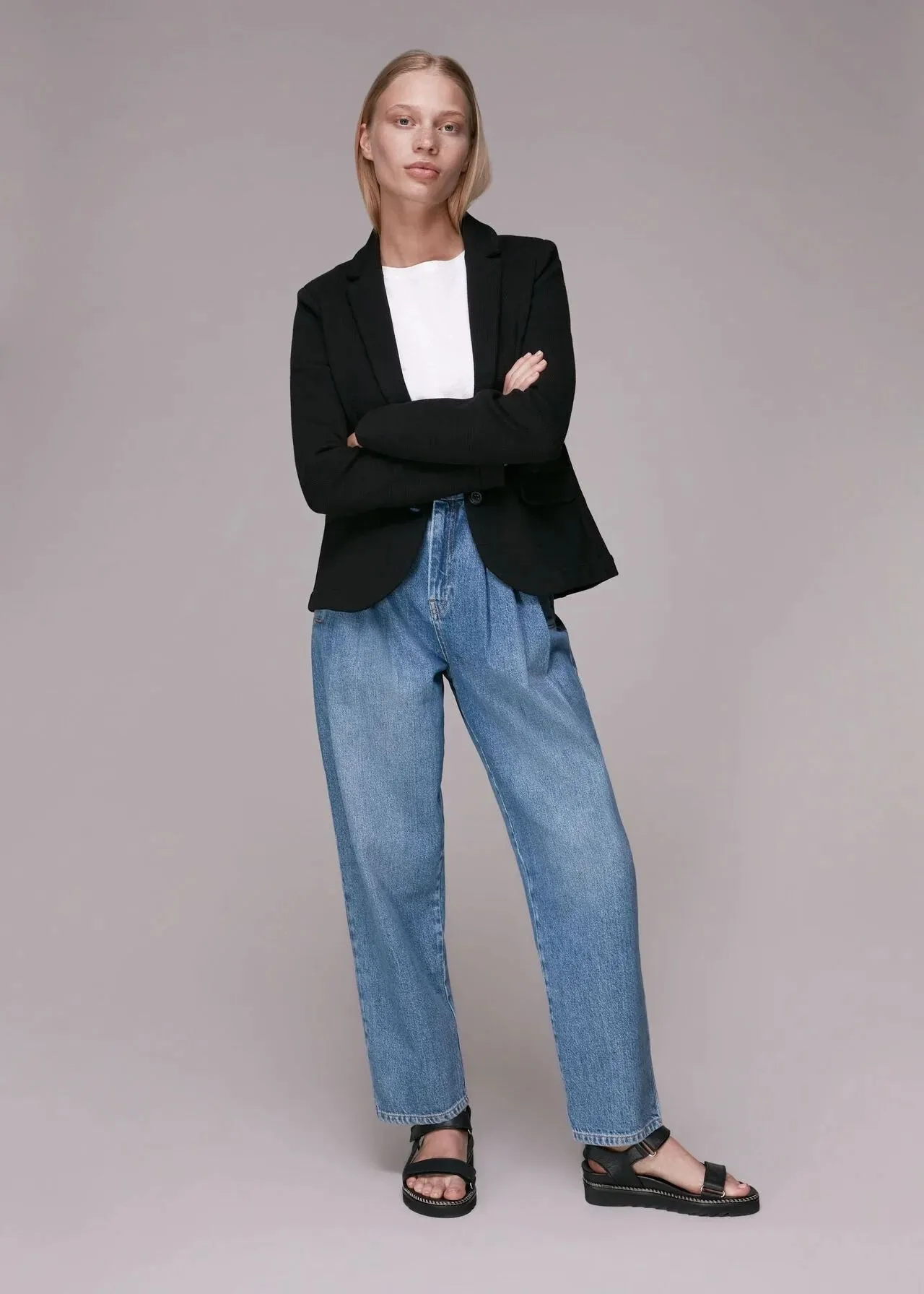 Whistles Black Slim Jersey Jacket
