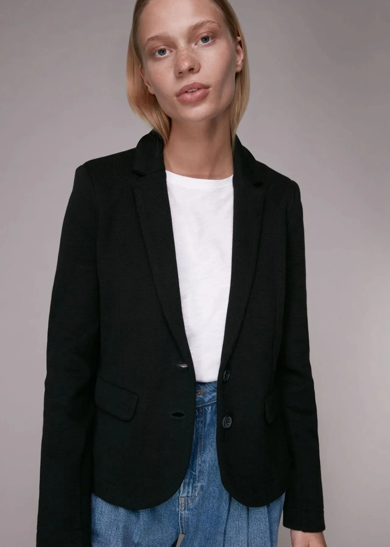 Whistles Black Slim Jersey Jacket
